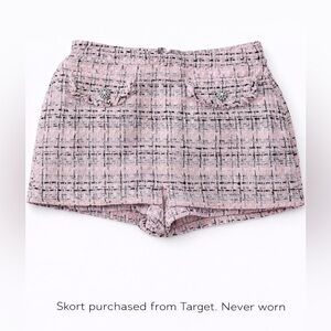 Stylish Pink Tweed Women Skort